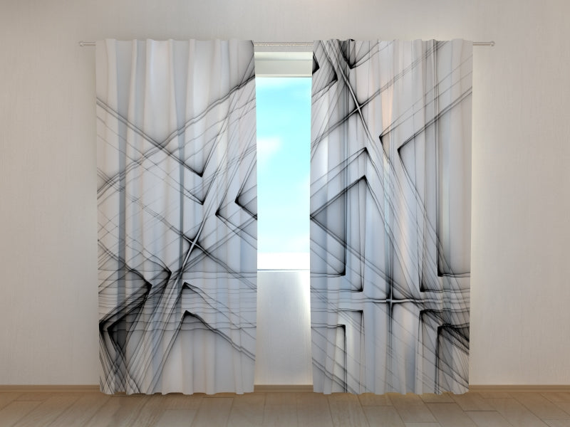 Fotogardine Abstrakte schwarze und weiße Linien