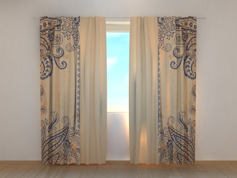 Fotogardine Wunderschöne blaue Ornamente