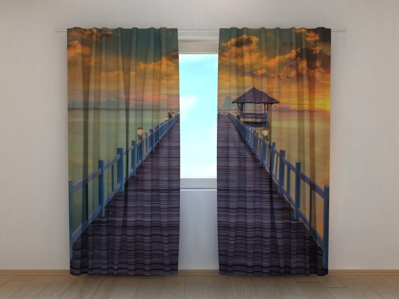 Fotogardine Abends am Pier