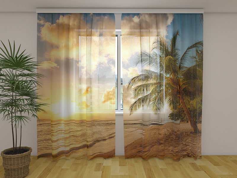 Fotogardine Wunderschöner Sonnenuntergang auf Barbados