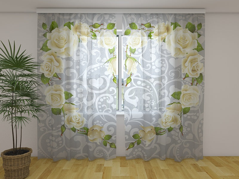 Fotogardine Herz aus Rosen