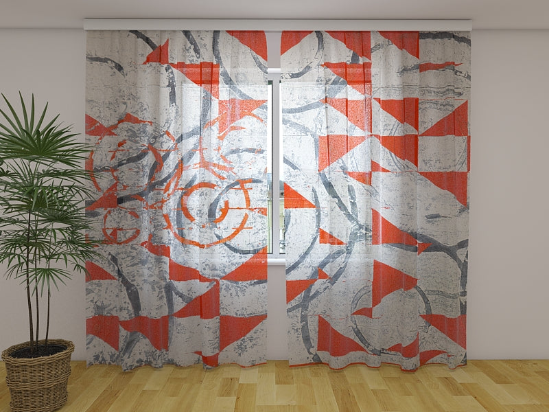 Fotogardine Abstrakte rote und schwarze geometrische Formen