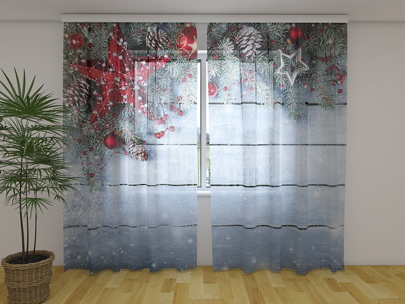 Fotogardine Weihnachtsroter Stern