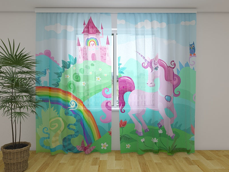 Fotogardine Zauberland und Einhorn