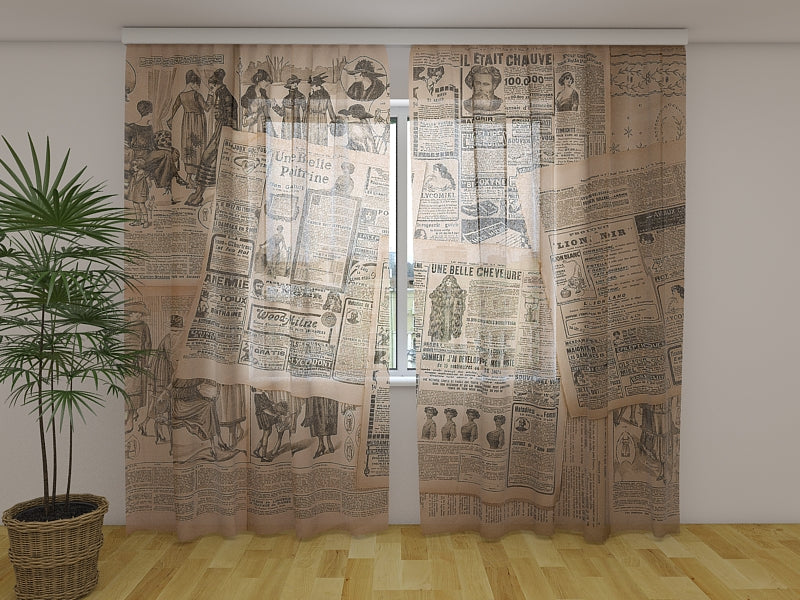 Fotogardine Alte Zeitungsseiten