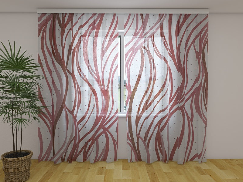 Fotogardine Rote abstrakte Wellen