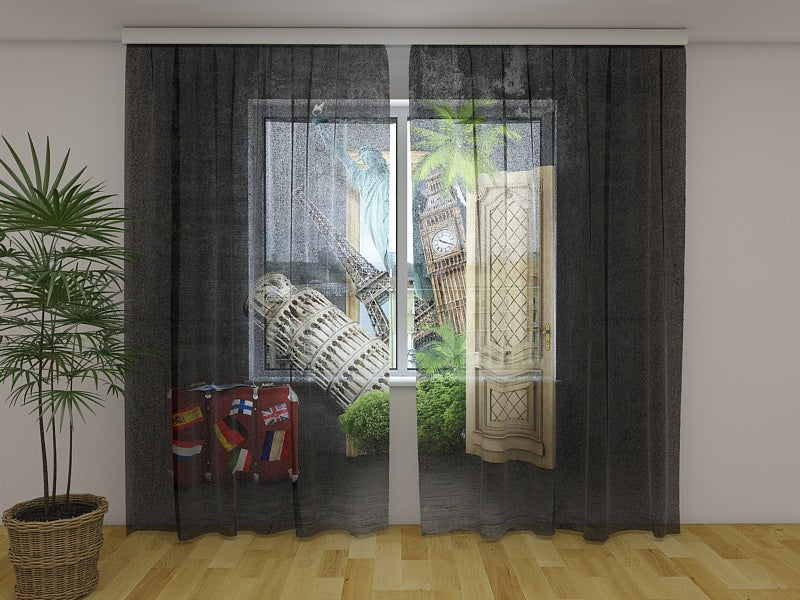 Fotogardine Die ganze Welt hinter der Tür