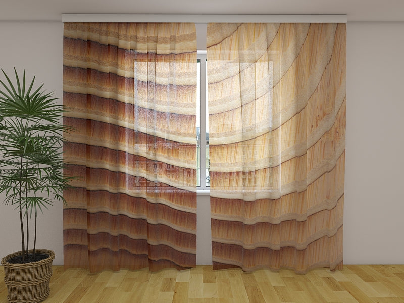 Fotogardine Abstrakte Holzwellen