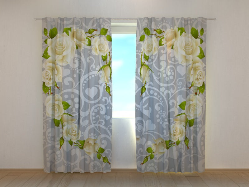 Fotogardine Herz aus Rosen