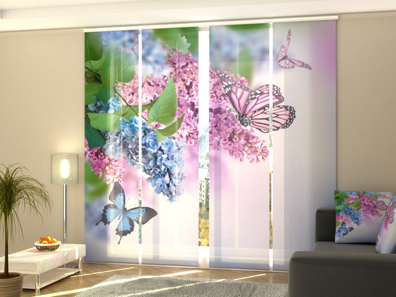 Schiebegardinen Schmetterling und Flieder