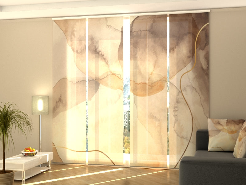 Schiebegardinen Zartes Aquarell in Beige und Braun