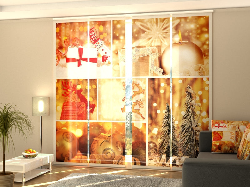 Schiebegardinen Goldene Weihnachtscollage