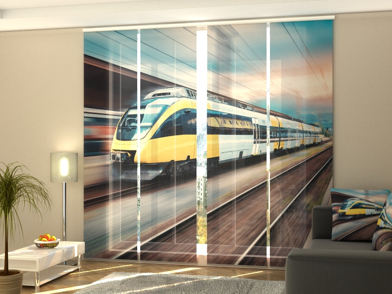 Schiebegardinen Gelber Hochgeschwindigkeitszug