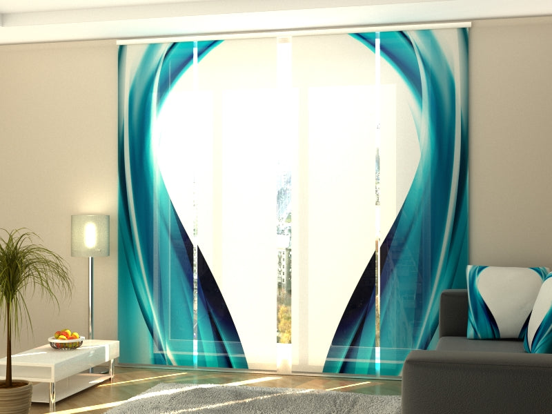 Schiebegardinen Nachtblaue abstrakte Wellen