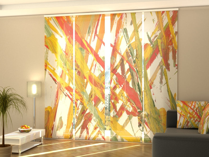 Schiebegardinen Orange abstrakte Pinselmalerei