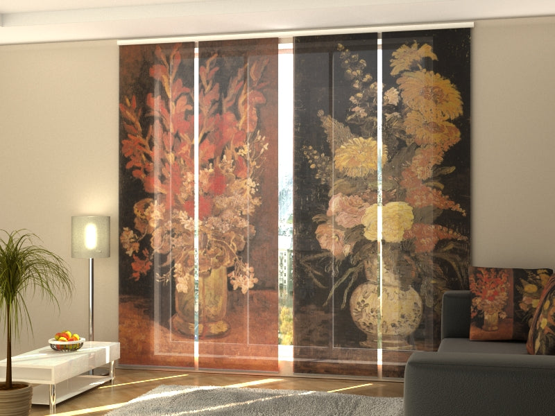 Schiebegardinen Vase mit Astern, Salvia und anderen Blumen Vincent van Gogh