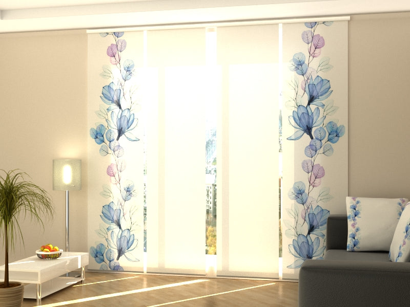 Schiebegardinen Aquarell Magnolie und Eukalyptus