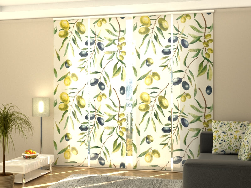 Schiebegardinen Aquarell Olivenzweige