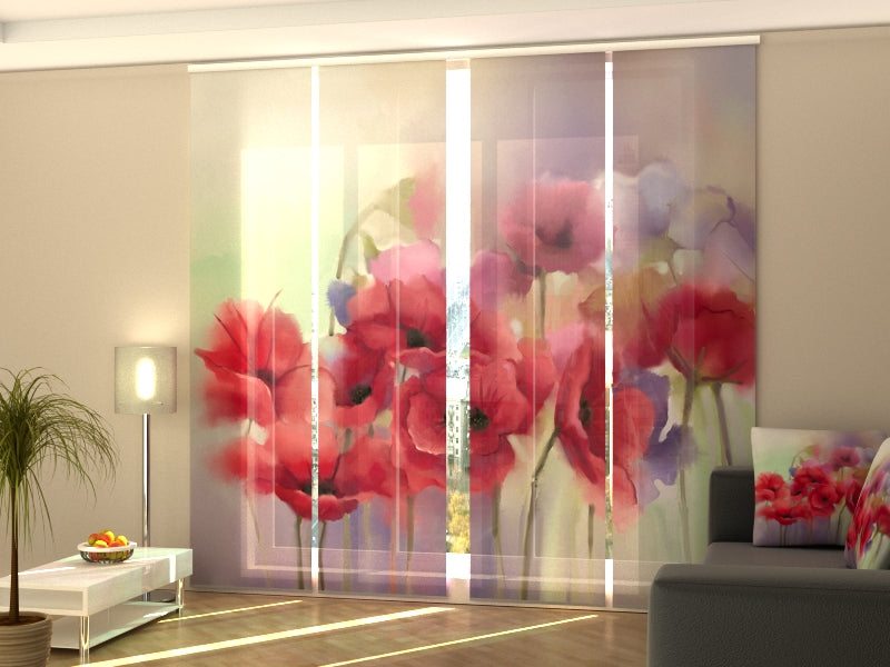 Schiebegardinen Aquarell Rote Mohnblume