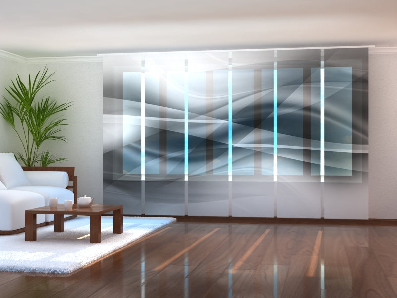 Schiebegardinen Schwarz-Weiß-Abstraktionswellen