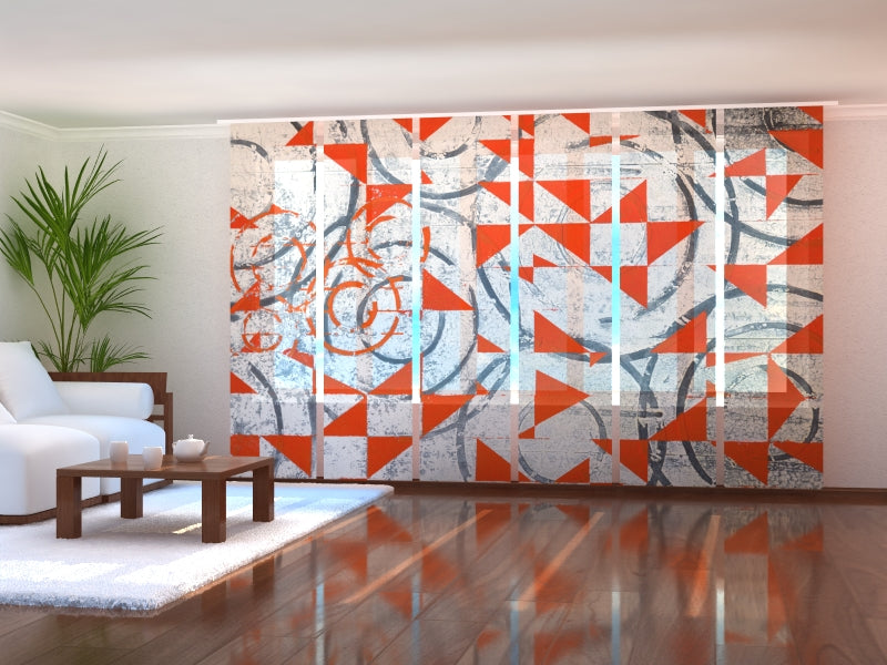 Schiebegardinen Abstrakte rote und schwarze geometrische Formen