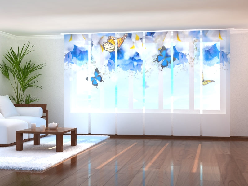 Schiebegardinen Erstaunliche Schmetterlinge und Schwertlilien