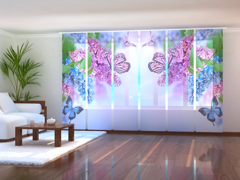 Schiebegardinen Schmetterling und Flieder