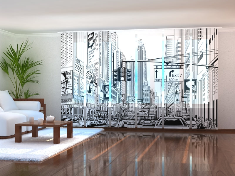 Schiebegardine Fotodruck auf Maß für Werkstätten und Autohäuser, Gardine auf Maß für Geschäfte und Immobilienbüros, Schiebevorhänge mit Logo für Einkaufszentren