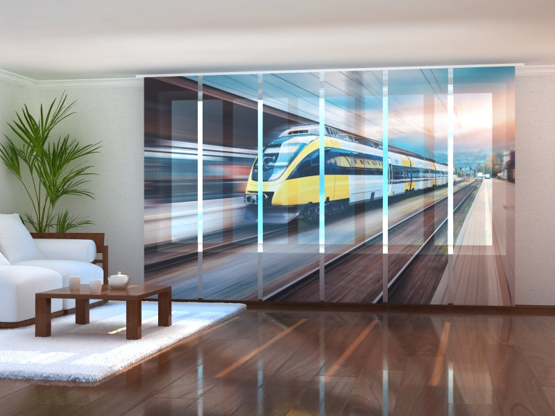 Schiebegardinen Gelber Hochgeschwindigkeitszug