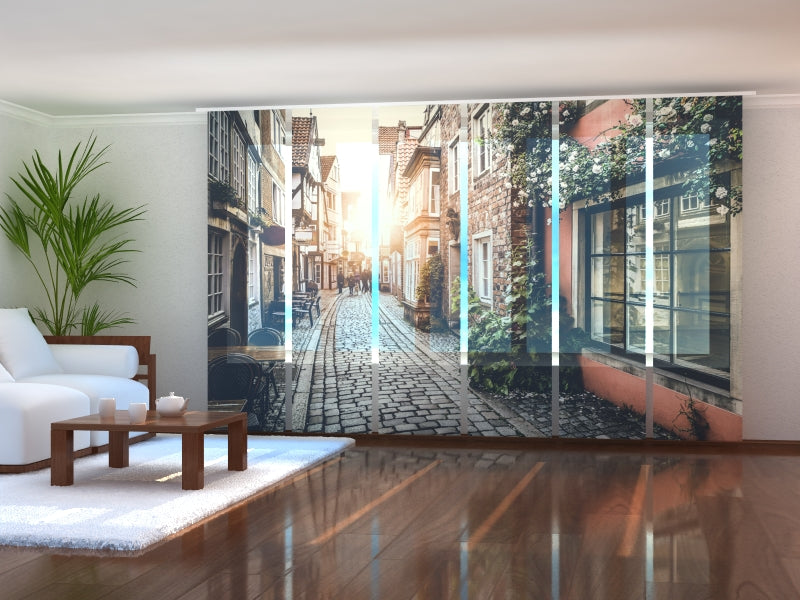 Schiebegardinen Altstadt bei Sonnenuntergang