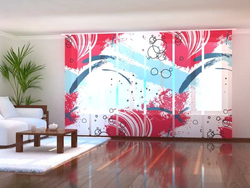 Schiebegardinen Stil: Rote und blaue Abstraktion