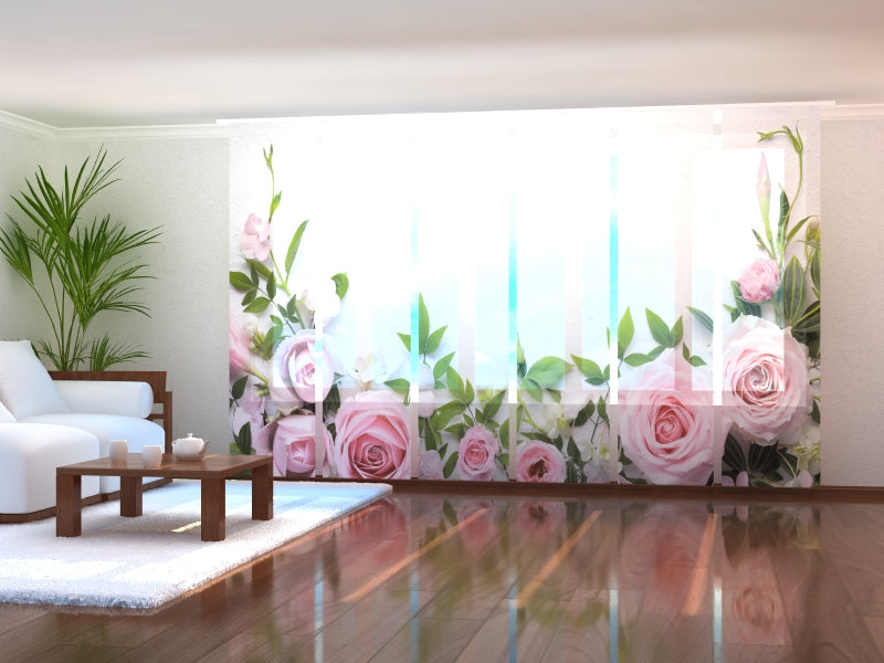 Schiebegardinen Zärtlichkeit rosa Rosen