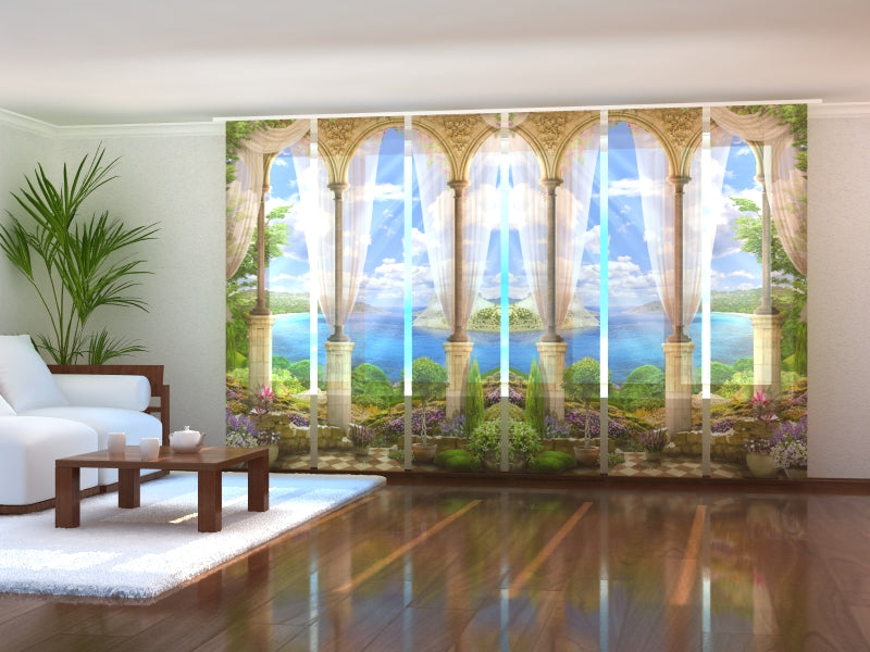 Schiebegardinen Terrasse im Garten