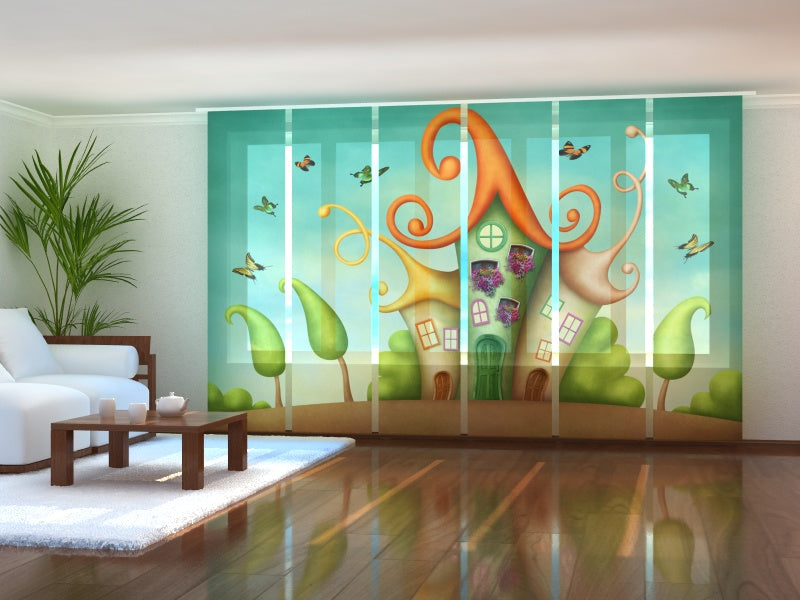 Schiebegardinen Drei kleine Häuser