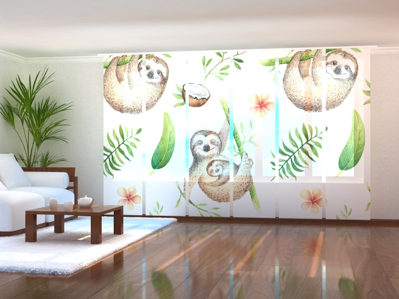 Schiebegardinen Aquarell niedliche Faultiere