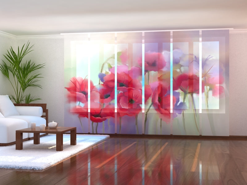 Schiebegardinen Aquarell Rote Mohnblume