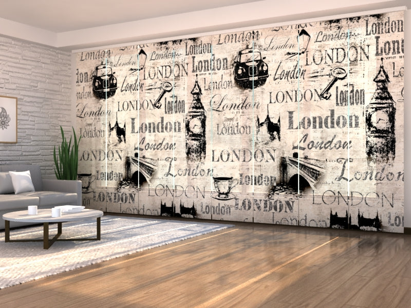 Schiebegardinen Collage Altes London