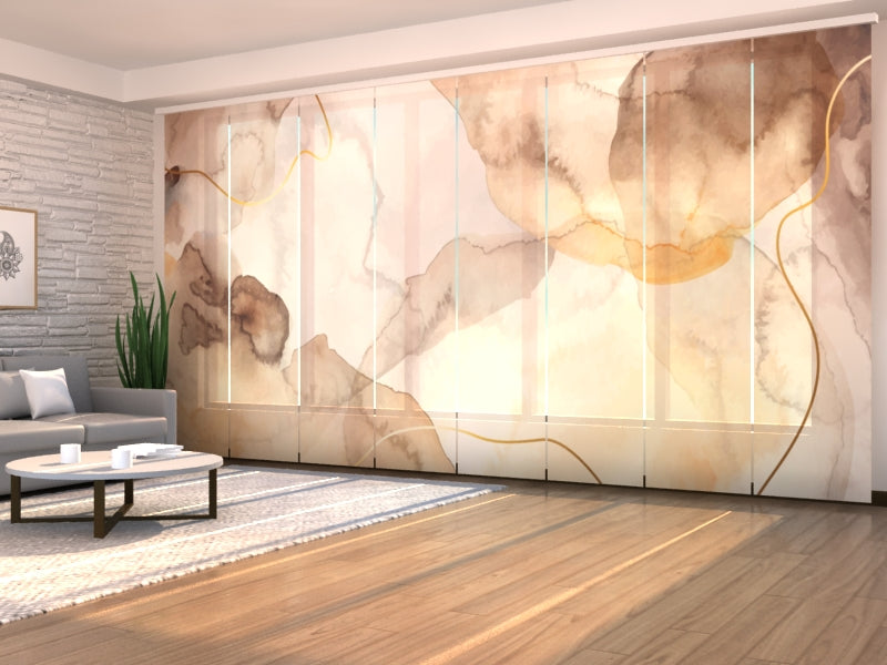 Schiebegardinen Zartes Aquarell in Beige und Braun