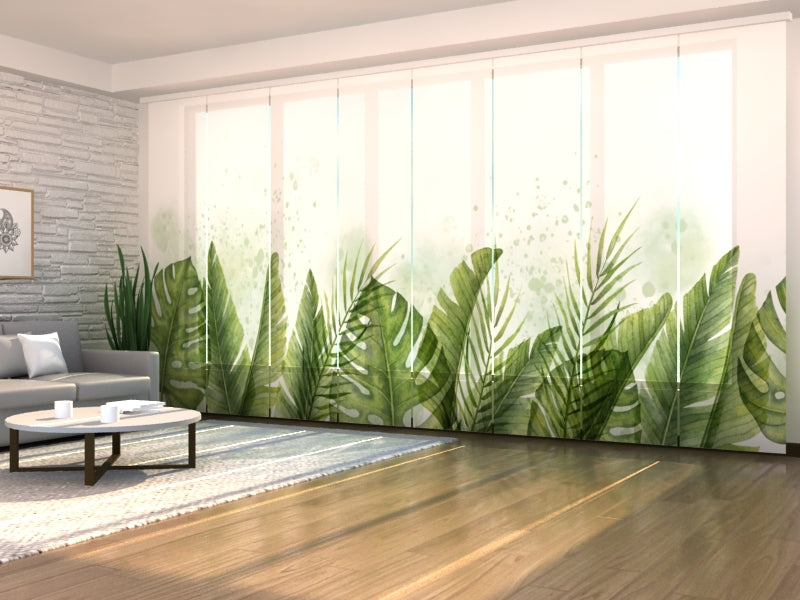 Schiebegardinen Exotische grüne Palmblätter