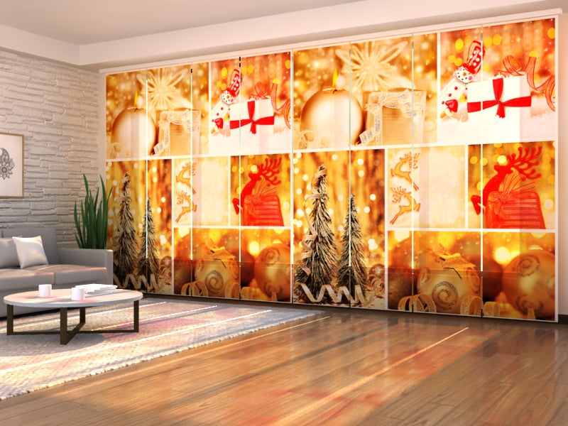 Schiebegardinen Goldene Weihnachtscollage