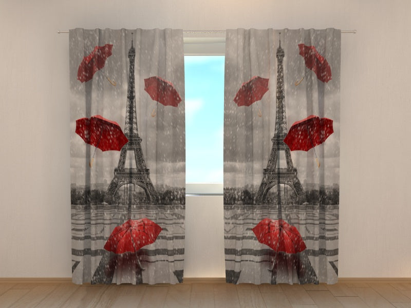 Fotogardine Rote Regenschirme