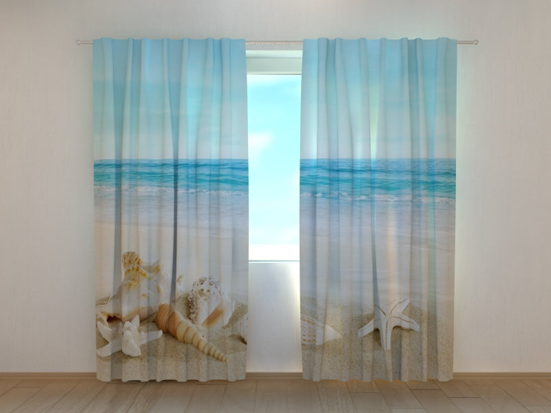 Fotogardine Muscheln am schönen Strand