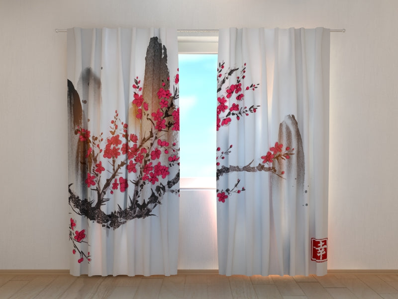 Fotogardine Traditionelle japanische Malerei „Glück“