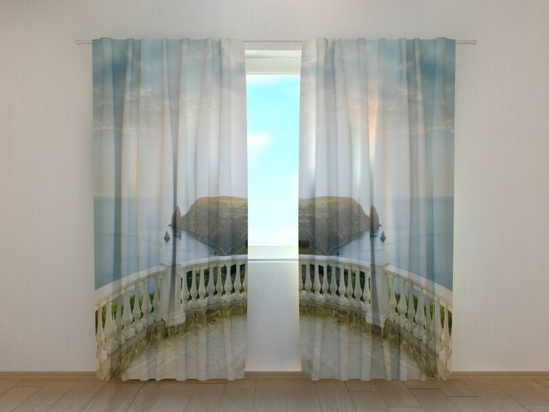 Fotogardine Weißer Balkon