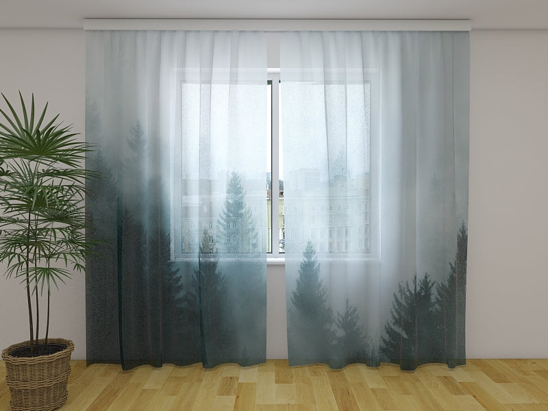 Fotogardine Schöner Nebel im Wald