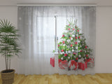 Fotogardine Weihnachtsbaum in Silber und Rot