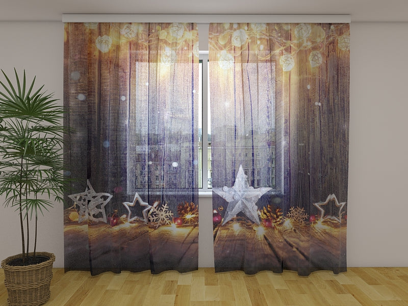 Fotogardine Leuchtende Weihnachtsdekorationen