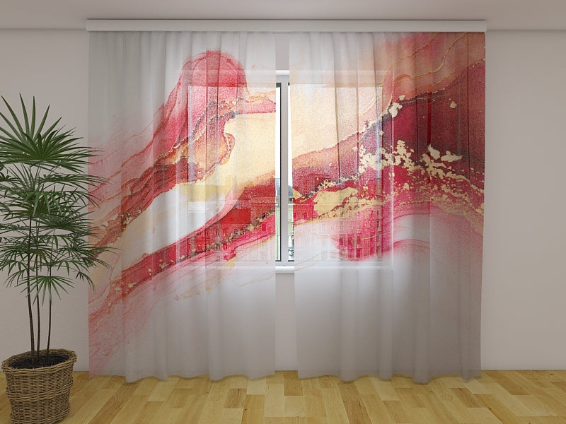 Fotogardine Luxuriöse Abstraktion in Rot und Gold