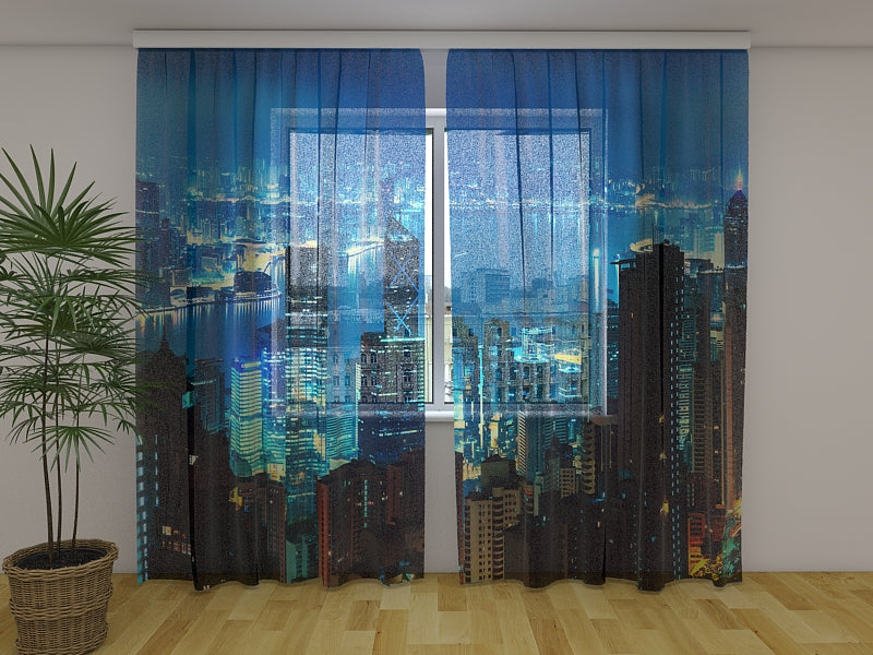 Fotogardine Panorama des abendlichen Hongkong