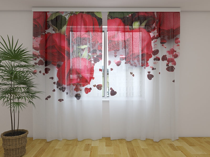 Fotogardine Rosen und Herzen